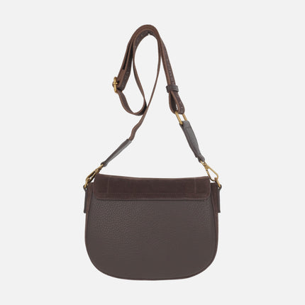 Bolsos bandolera multi material con tapa y hebilla