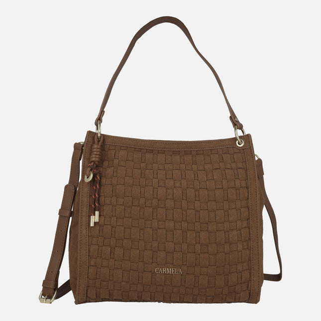 Bolsos efecto serraje trenzado para hombro y bandolera