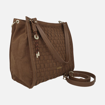 Bolsos efecto serraje trenzado para hombro y bandolera