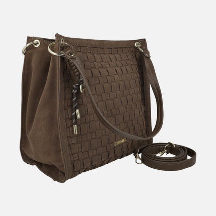 Bolsos efecto serraje trenzado para hombro y bandolera