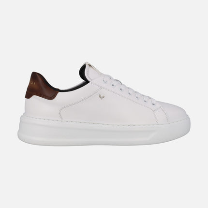 White sneakers with brown heel for men Sullivan