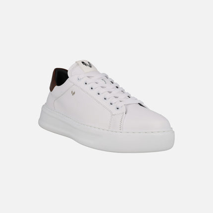 White sneakers with brown heel for men Sullivan