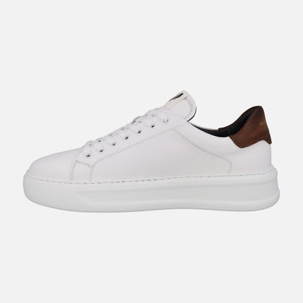 White sneakers with brown heel for men Sullivan
