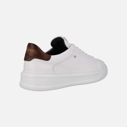 White sneakers with brown heel for men Sullivan