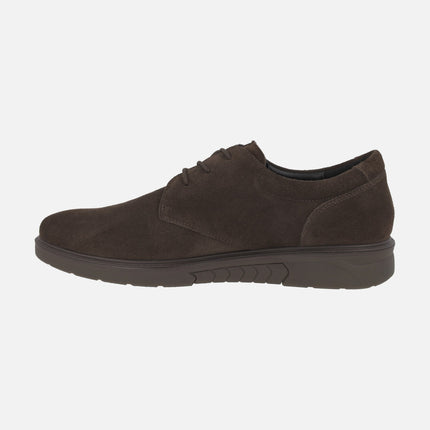 Zapatos de cordones ANCHO ESPECIAL para hombre en serraje marrón con membrana TEX