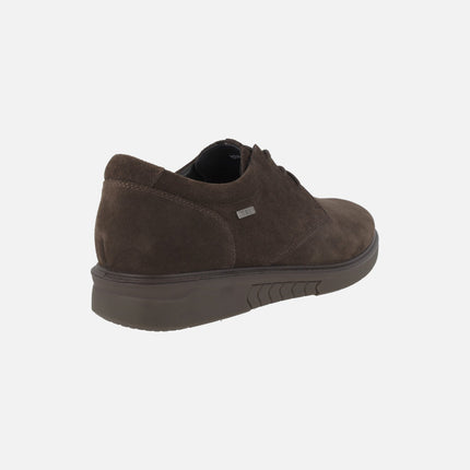 Zapatos de cordones ANCHO ESPECIAL para hombre en serraje marrón con membrana TEX