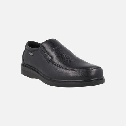 Mocasines negros de piel ANCHO ESPECIAL para hombre con membrana TEX