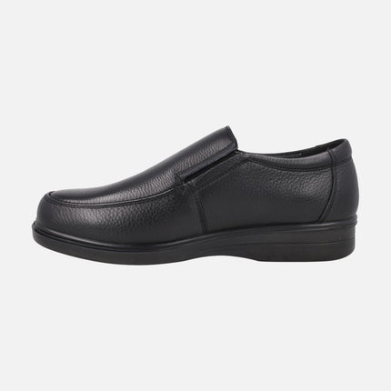 Mocasines negros de piel ANCHO ESPECIAL para hombre con membrana TEX