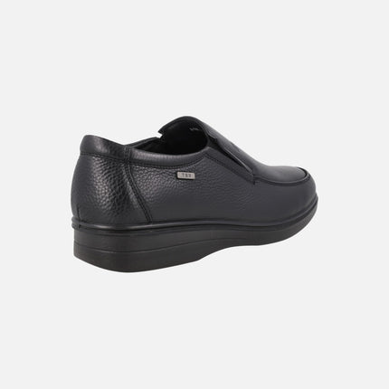 Mocasines negros de piel ANCHO ESPECIAL para hombre con membrana TEX