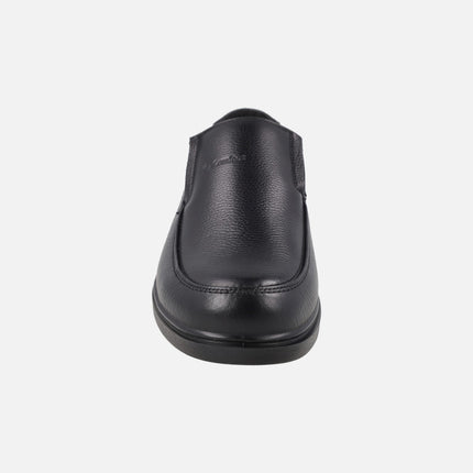Mocasines negros de piel ANCHO ESPECIAL para hombre con membrana TEX