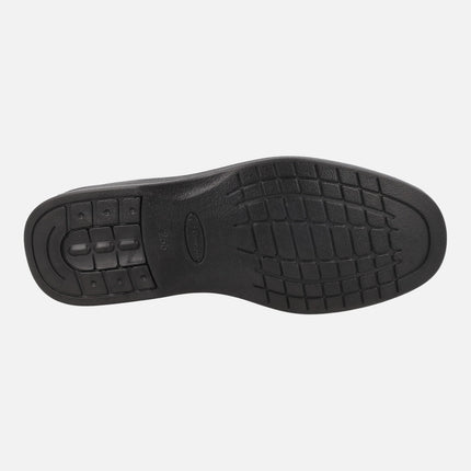 Mocasines negros de piel ANCHO ESPECIAL para hombre con membrana TEX
