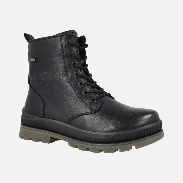 Botines confort para mujer en piel negra con membrana impermeable