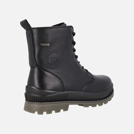 Comfort ankle boots for women in black leather with waterproof membrane