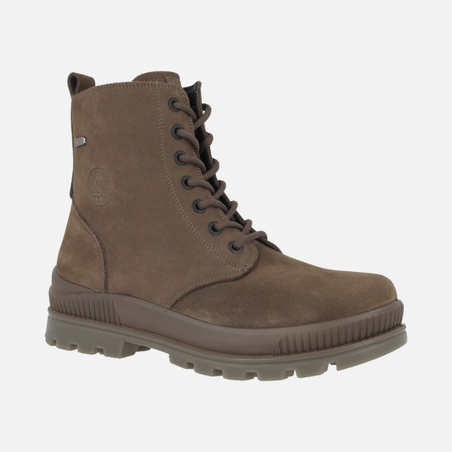 Botines confort para mujer en nobuck marrón con membrana impermeable