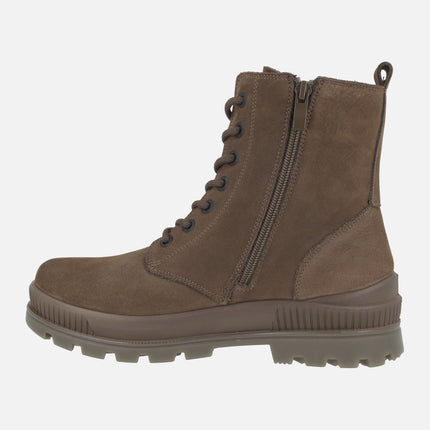 Botines confort para mujer en nobuck marrón con membrana impermeable