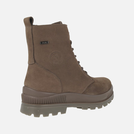Botines confort para mujer en nobuck marrón con membrana impermeable