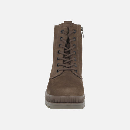 Botines confort para mujer en nobuck marrón con membrana impermeable