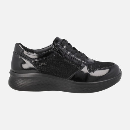 SPECIAL WIDTH black patent leather shoes with waterproof membrane