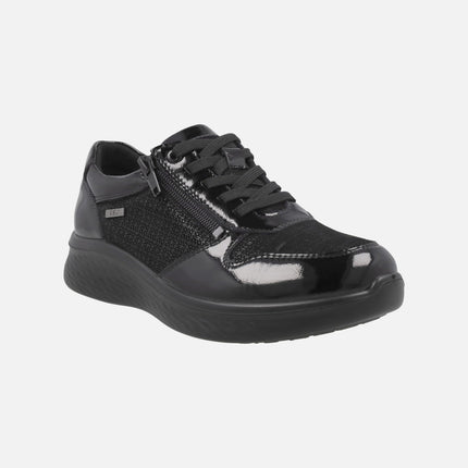 SPECIAL WIDTH black patent leather shoes with waterproof membrane