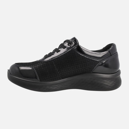 SPECIAL WIDTH black patent leather shoes with waterproof membrane