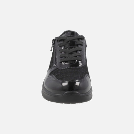 SPECIAL WIDTH black patent leather shoes with waterproof membrane