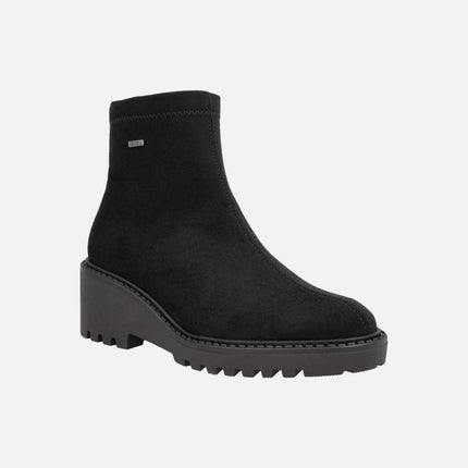 Botines negros de cuña con membrana V-DRY en tejido efecto ante