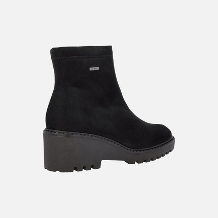 Botines negros de cuña con membrana V-DRY en tejido efecto ante