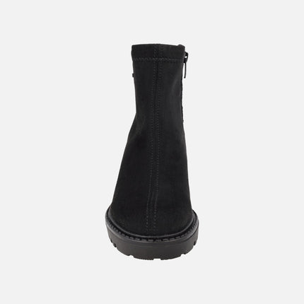 Botines negros de cuña con membrana V-DRY en tejido efecto ante