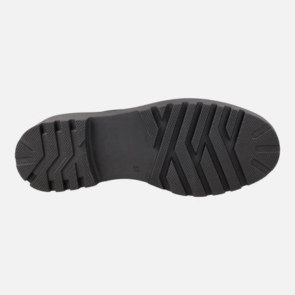 Botines negros de cuña con membrana V-DRY en tejido efecto ante