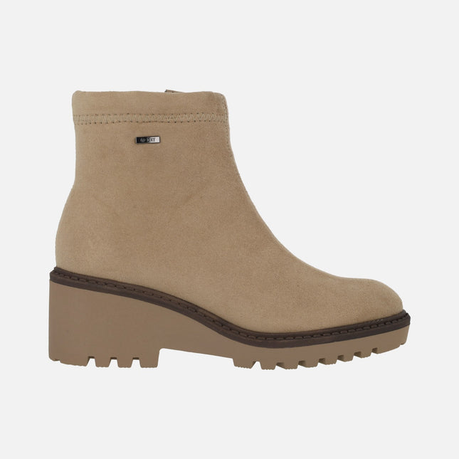 Botines de cuña con membrana V-DRY en tejido efecto ante