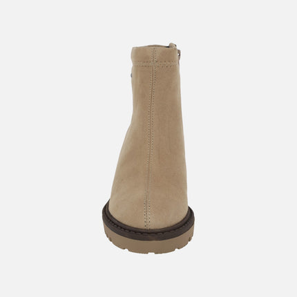 Black wedge ankle boots with V-DRY membrane in suede-effect fabric
