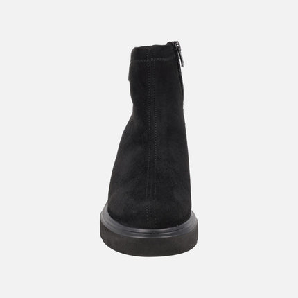 Botines de tacón en tejido efecto ante con membrana V-DRY