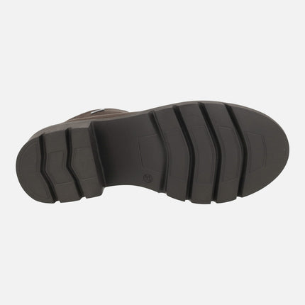 Botines de tacón en tejido efecto ante con membrana V-DRY