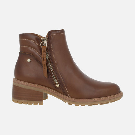 Botines marrones de piel Medina con cremallera exterior