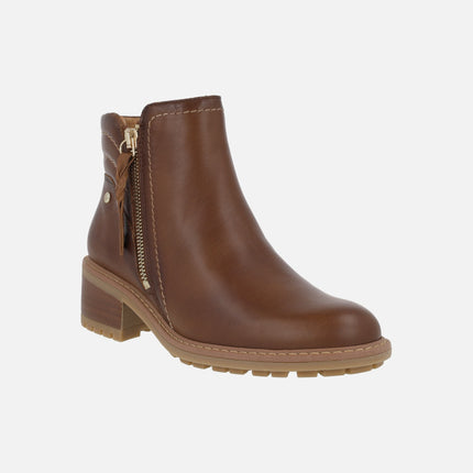 Botines marrones de piel Medina con cremallera exterior