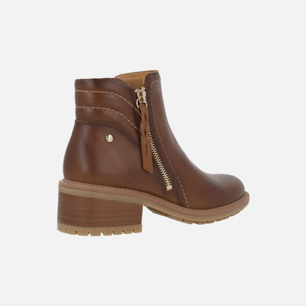 Botines marrones de piel Medina con cremallera exterior