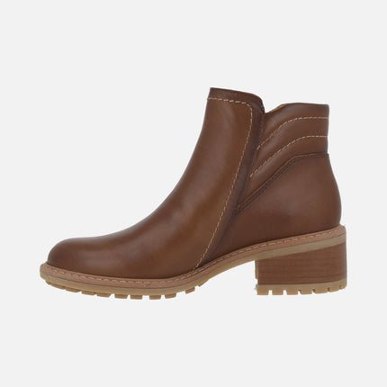 Botines marrones de piel Medina con cremallera exterior