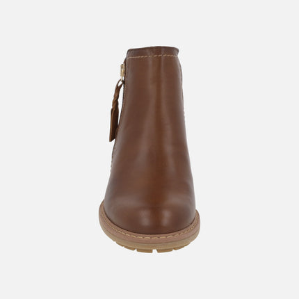 Botines marrones de piel Medina con cremallera exterior