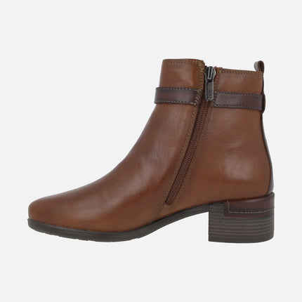 Botines de piel con tacón ancho Malaga