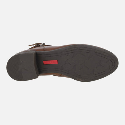 Botines de piel con tacón ancho Malaga