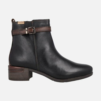 Botines de piel con tacón ancho Malaga
