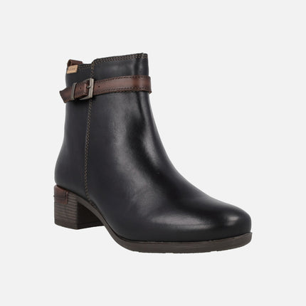 Botines de piel con tacón ancho Malaga