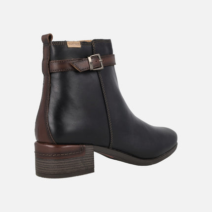 Botines de piel con tacón ancho Malaga