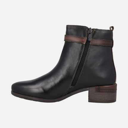 Botines de piel con tacón ancho Malaga