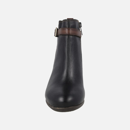 Botines de piel con tacón ancho Malaga