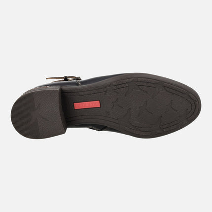 Botines de piel con tacón ancho Malaga