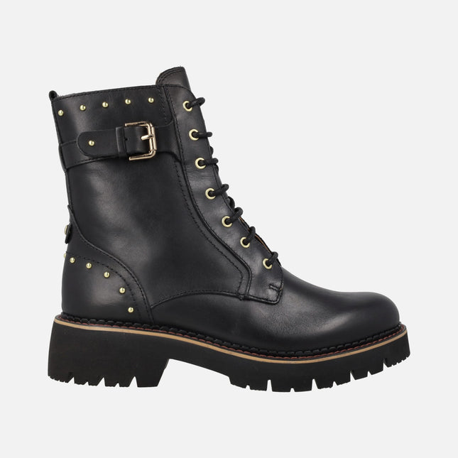 Botines negros de piel con cordones Vicar
