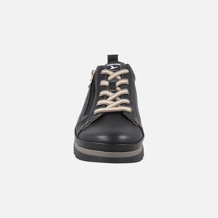 Zapatos de piel para mujer VIGO con cordones y cremallera