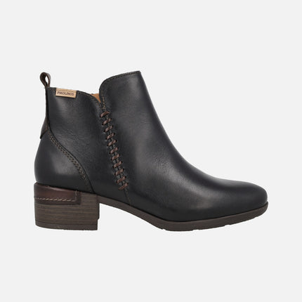 Botines de piel para mujer con tacones anchos Malaga