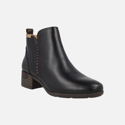 Botines de piel para mujer con tacones anchos Malaga